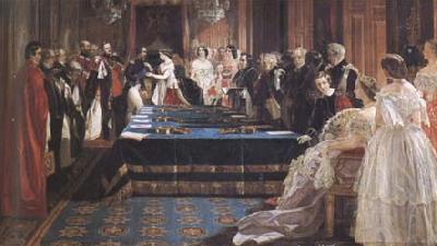 Edward Matthew Ward The Investiture of Napoleon III with the Order of the Garter 18 April 1855 (mk25) oil painting picture